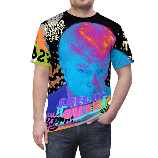 Trump Feelin Cute BLACK Unisex Cut & Sew Tee (AOP)