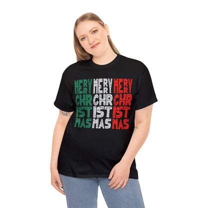 Multiple Merry Christmas Unisex Heavy Cotton Tee