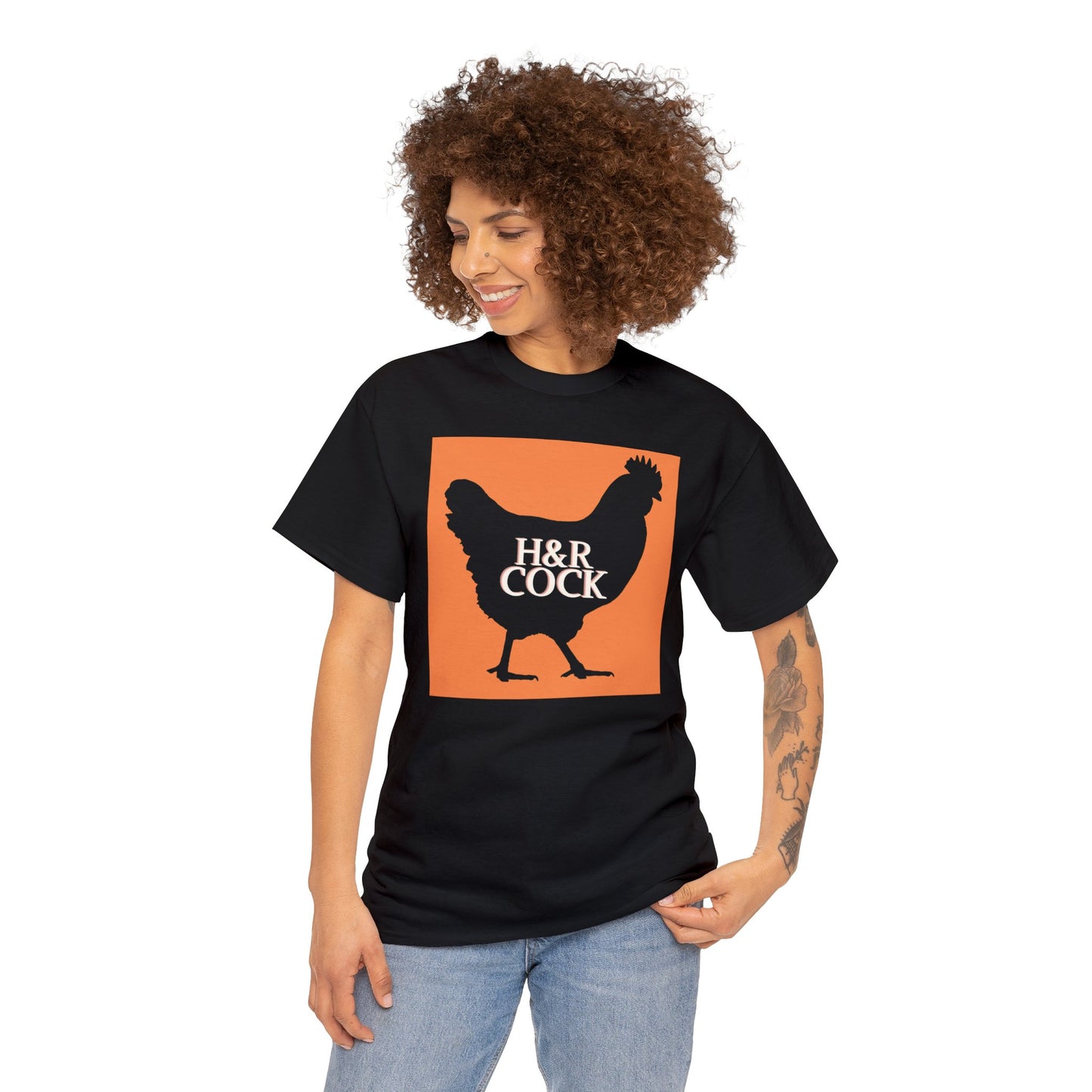 Camiseta de algodón pesado unisex naranja HR-A 3