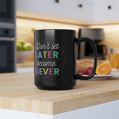 Later BC Never Simple Black Mug, 15oz