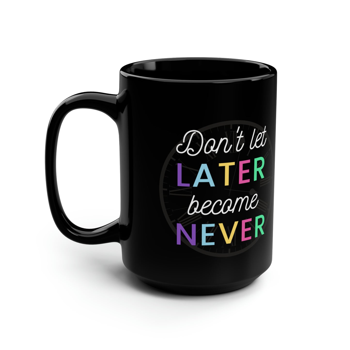 Later BC Never Simple Black Mug, 15oz