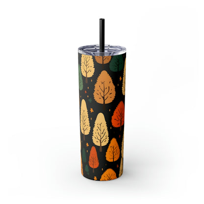 Fall Trees D Skinny Tumbler with Straw, 20oz