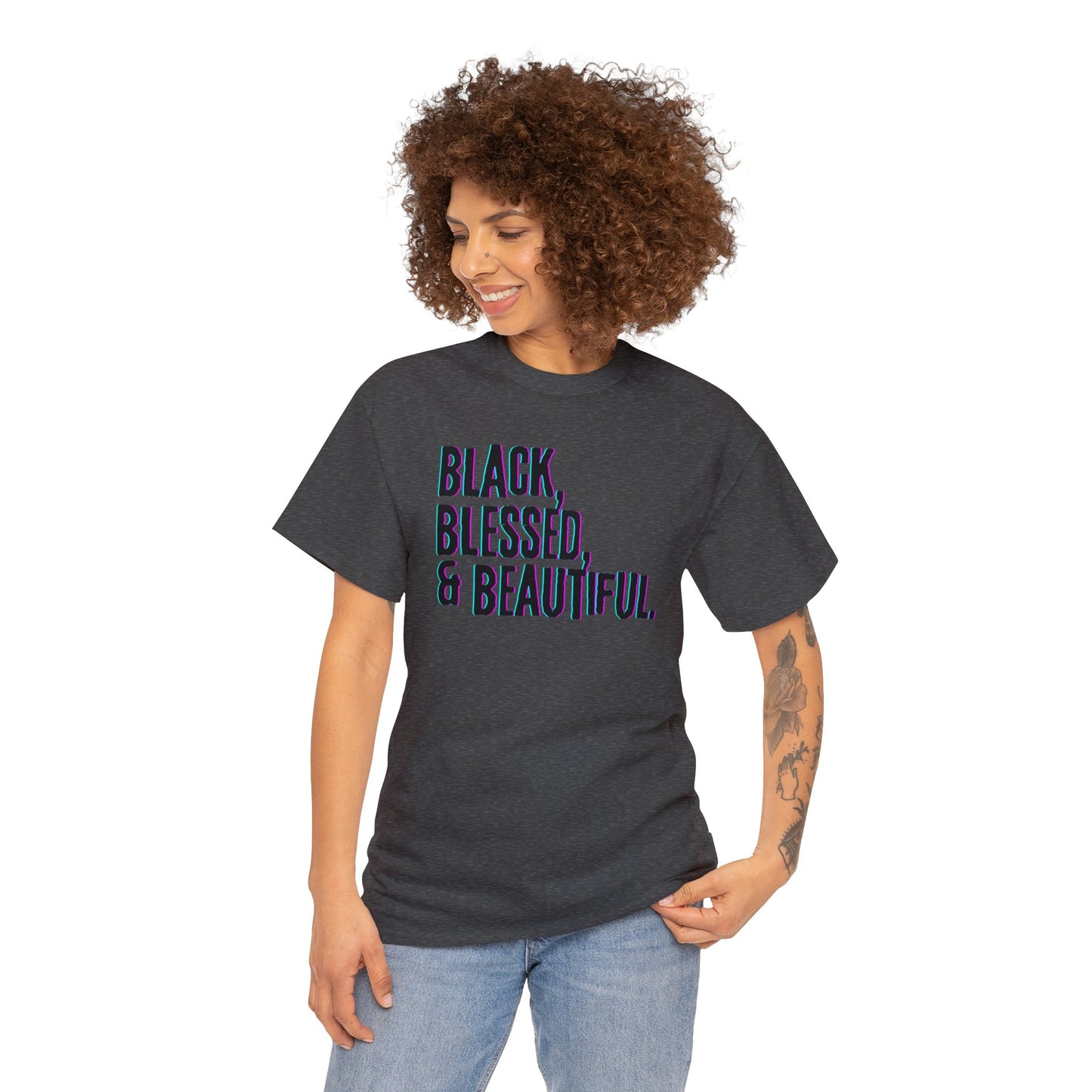 Black Blessed and Beautiful 3 Unisex Heavy Cotton Tee