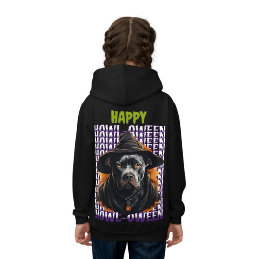 Happy Howl-oween Pitbull Children's Hoodie (AOP)