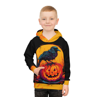 Sudadera con capucha para niños Fall Pumpkin Bird B (AOP)