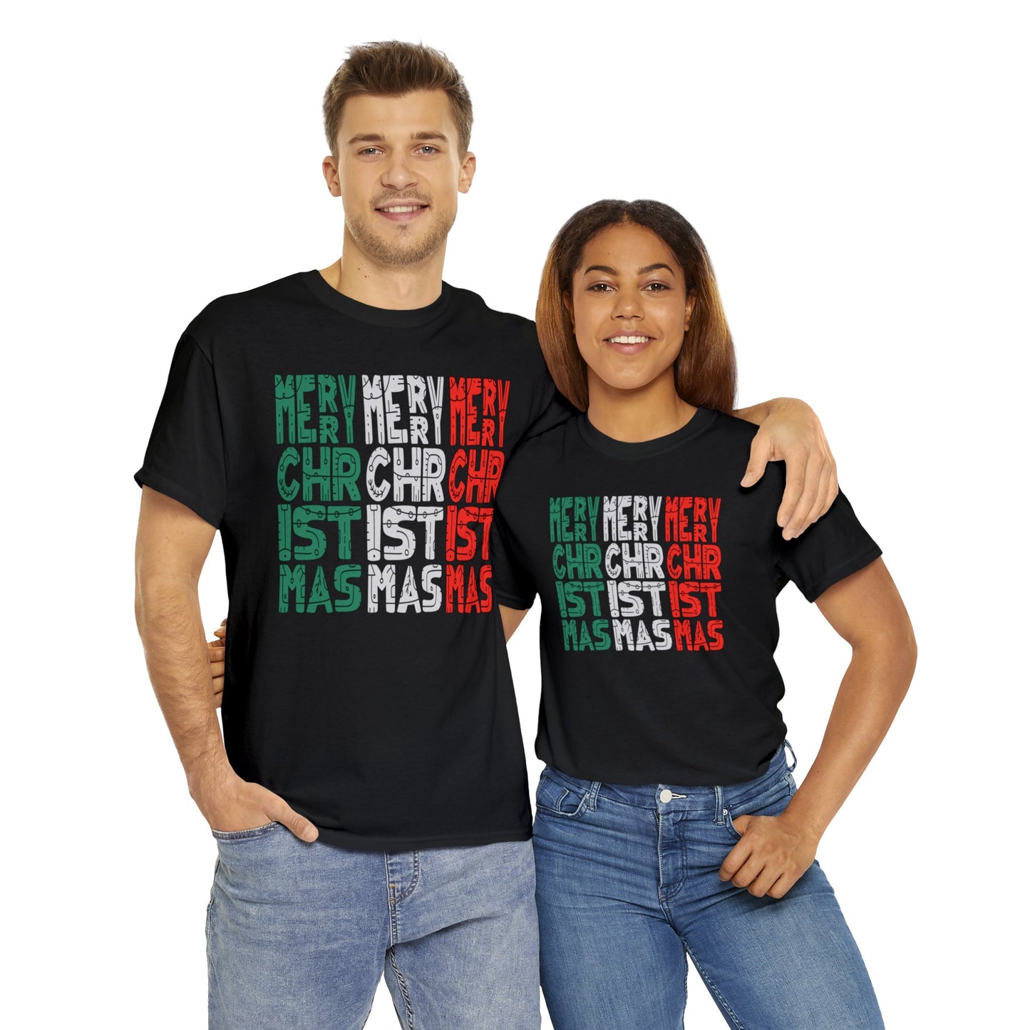 Multiple Merry Christmas Unisex Heavy Cotton Tee