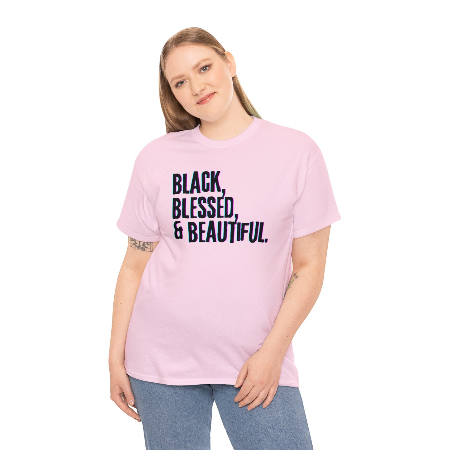 Black Blessed and Beautiful 3 Unisex Heavy Cotton Tee