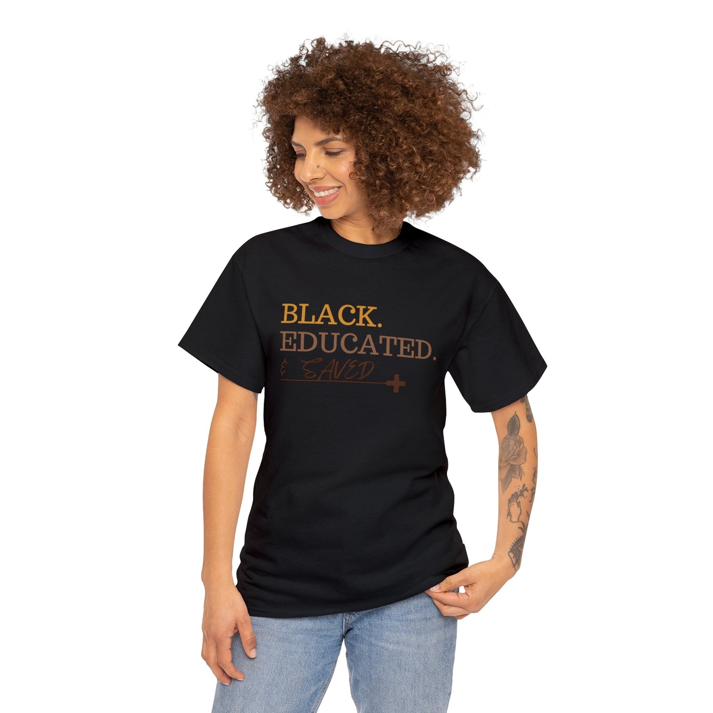 Black Educated and Saved Unisex Heavy Cotton Tee