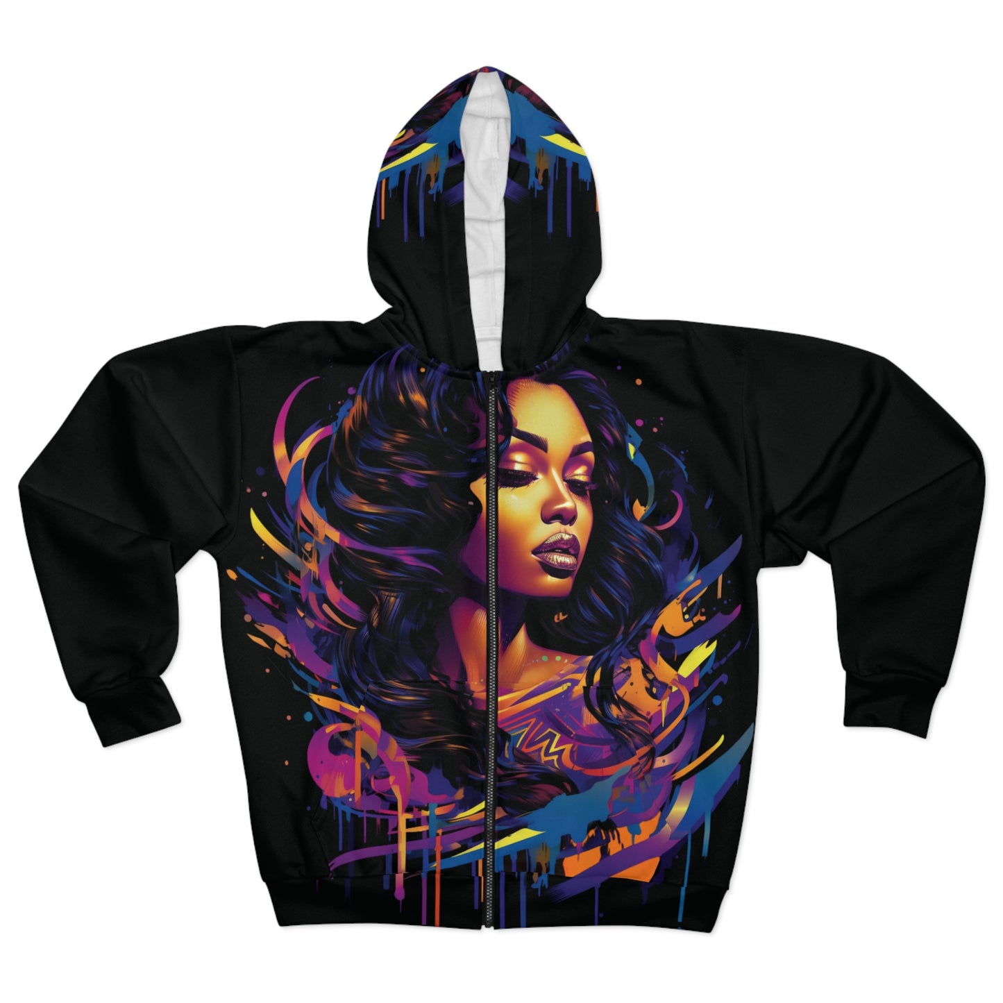 Grown Woman A BHE Unisex Zip Hoodie (AOP)