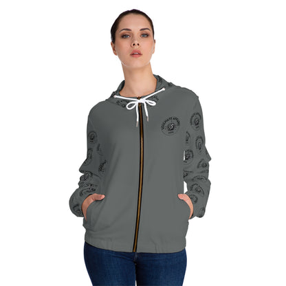 Soulmate Apparel Tanuki Black Text Grey Women’s Full-Zip Hoodie