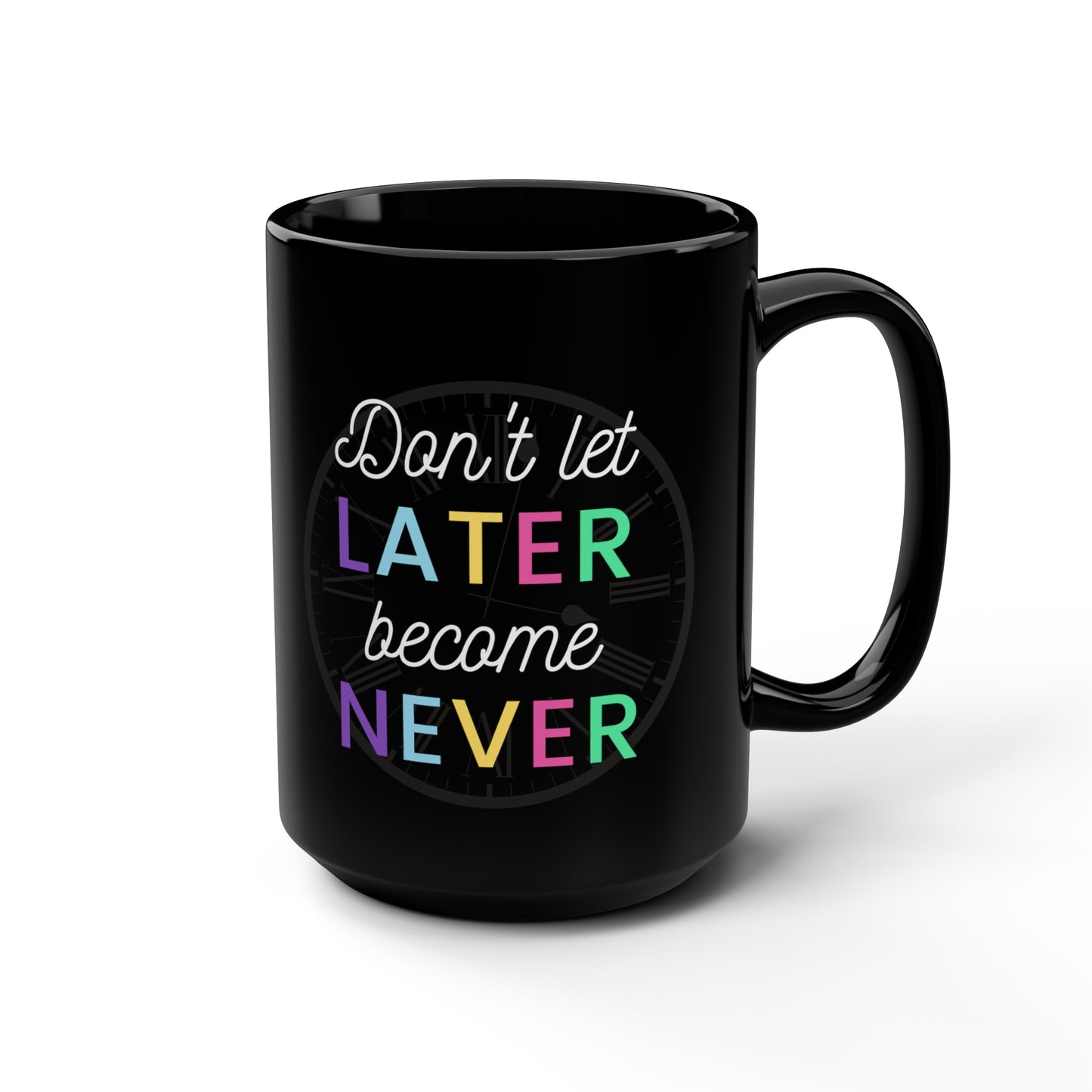 Later BC Never Simple Black Mug, 15oz