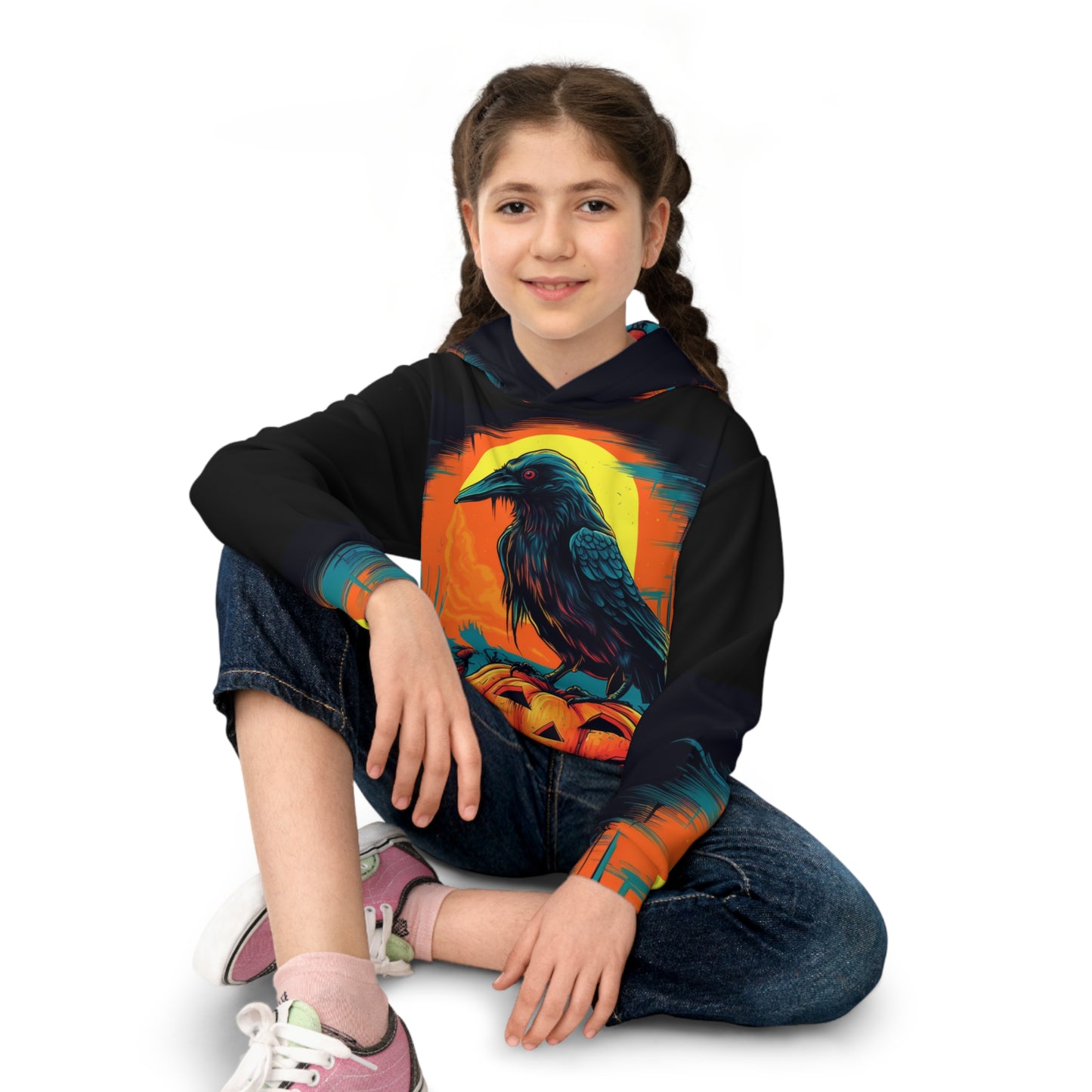 Sudadera con capucha para niños Fall Pumpkin Bird C (AOP)