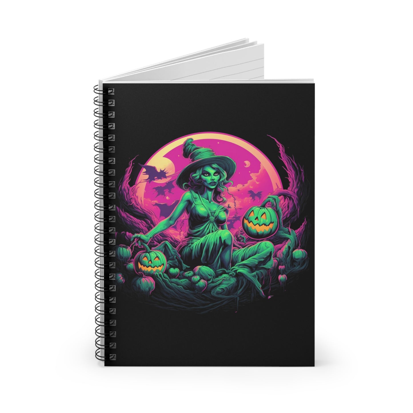 Cuaderno de espiral de bruja de Halloween - Línea reglada