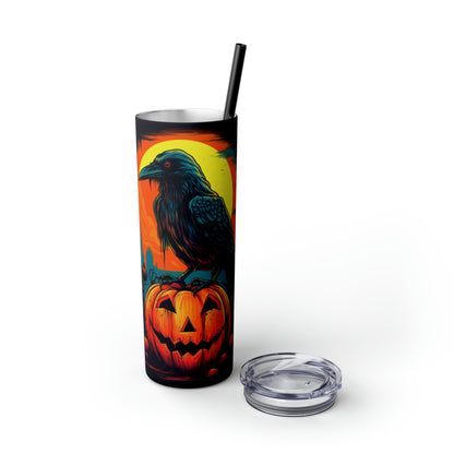 Vaso delgado con pajita Fall Pumpkin Bird C, 20 oz