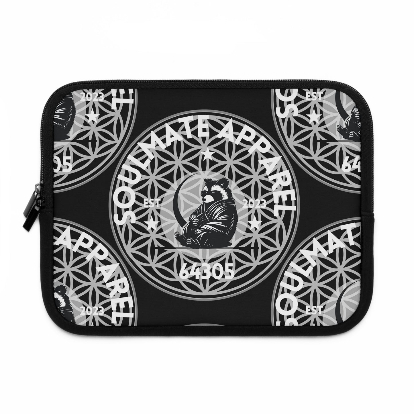 Soulmate Apparel Tanuki White Text Black Laptop Sleeve