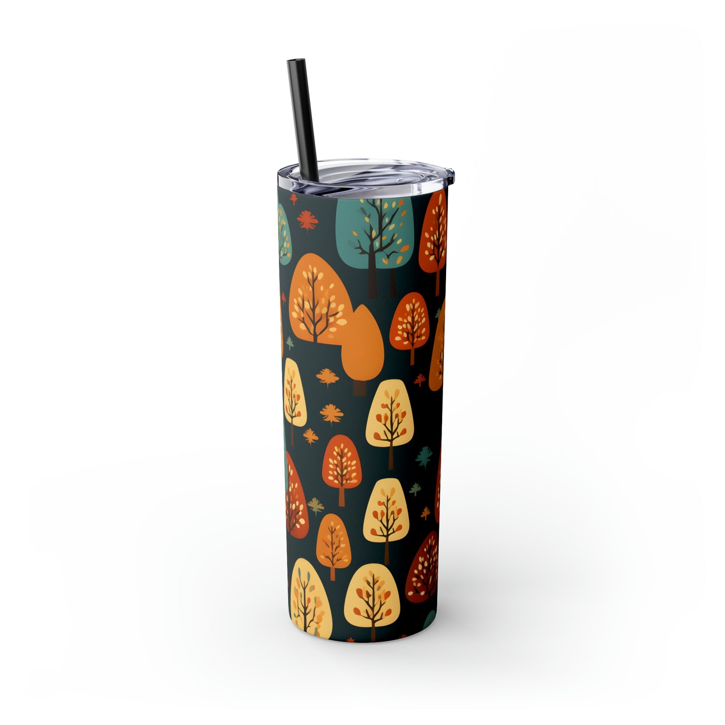 Fall Trees Un vaso delgado con pajita, 20 oz