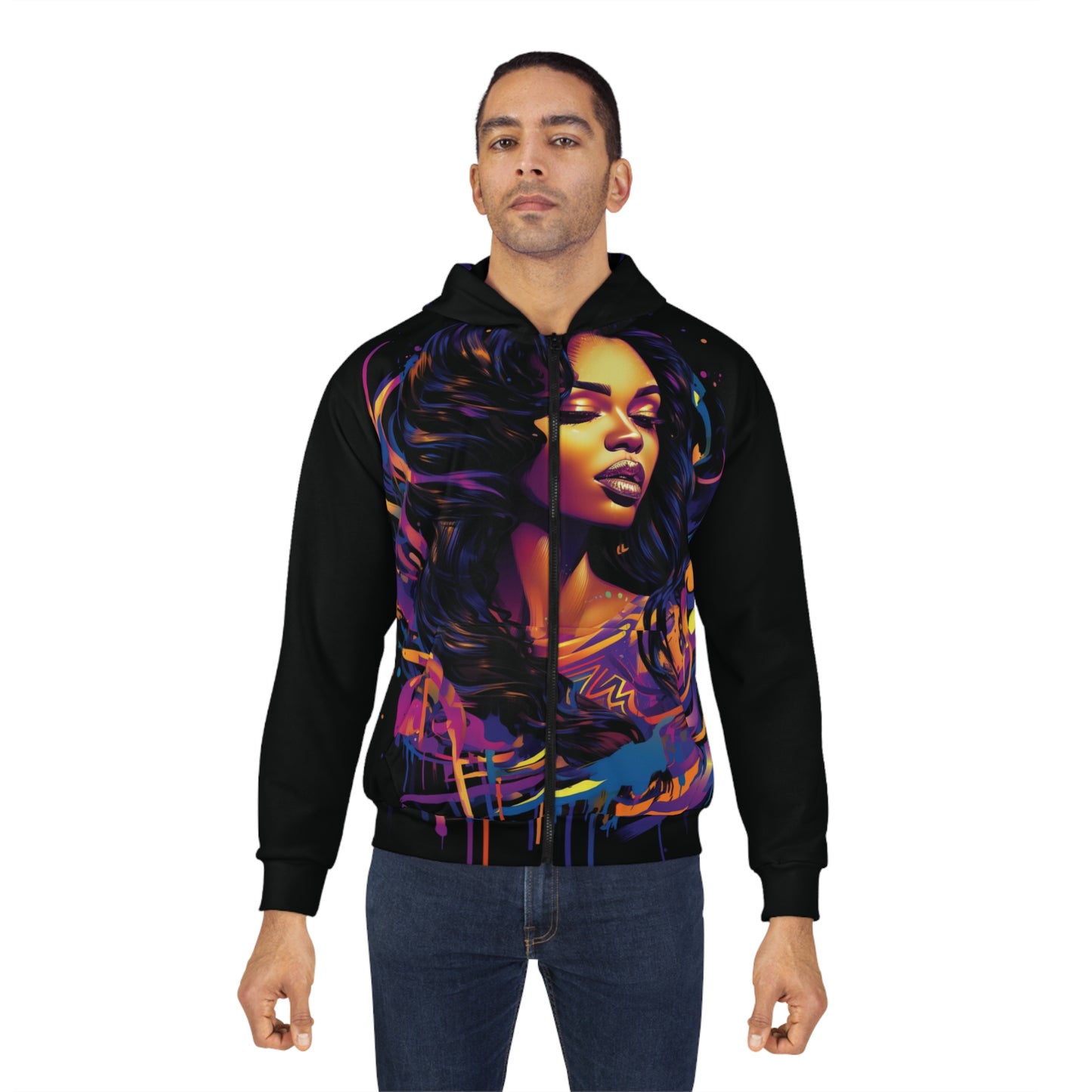 Grown Woman A BHE Unisex Zip Hoodie (AOP)