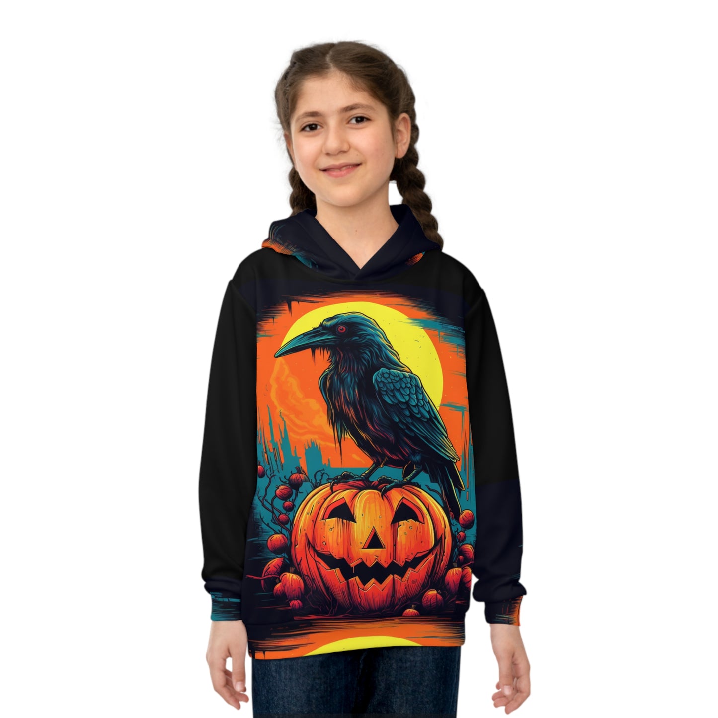 Sudadera con capucha para niños Fall Pumpkin Bird C (AOP)