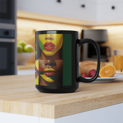 BHE Lips Lips A Simple Black Mug, 15oz