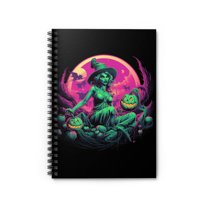 Cuaderno de espiral de bruja de Halloween - Línea reglada