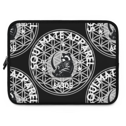 Soulmate Apparel Tanuki White Text Black Laptop Sleeve