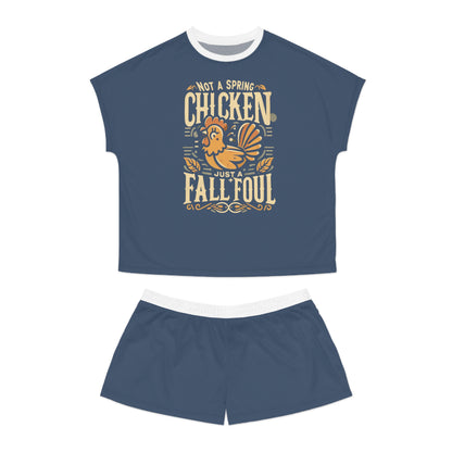 Fall Foul A Dusty Blue Women's Short Pajama Set