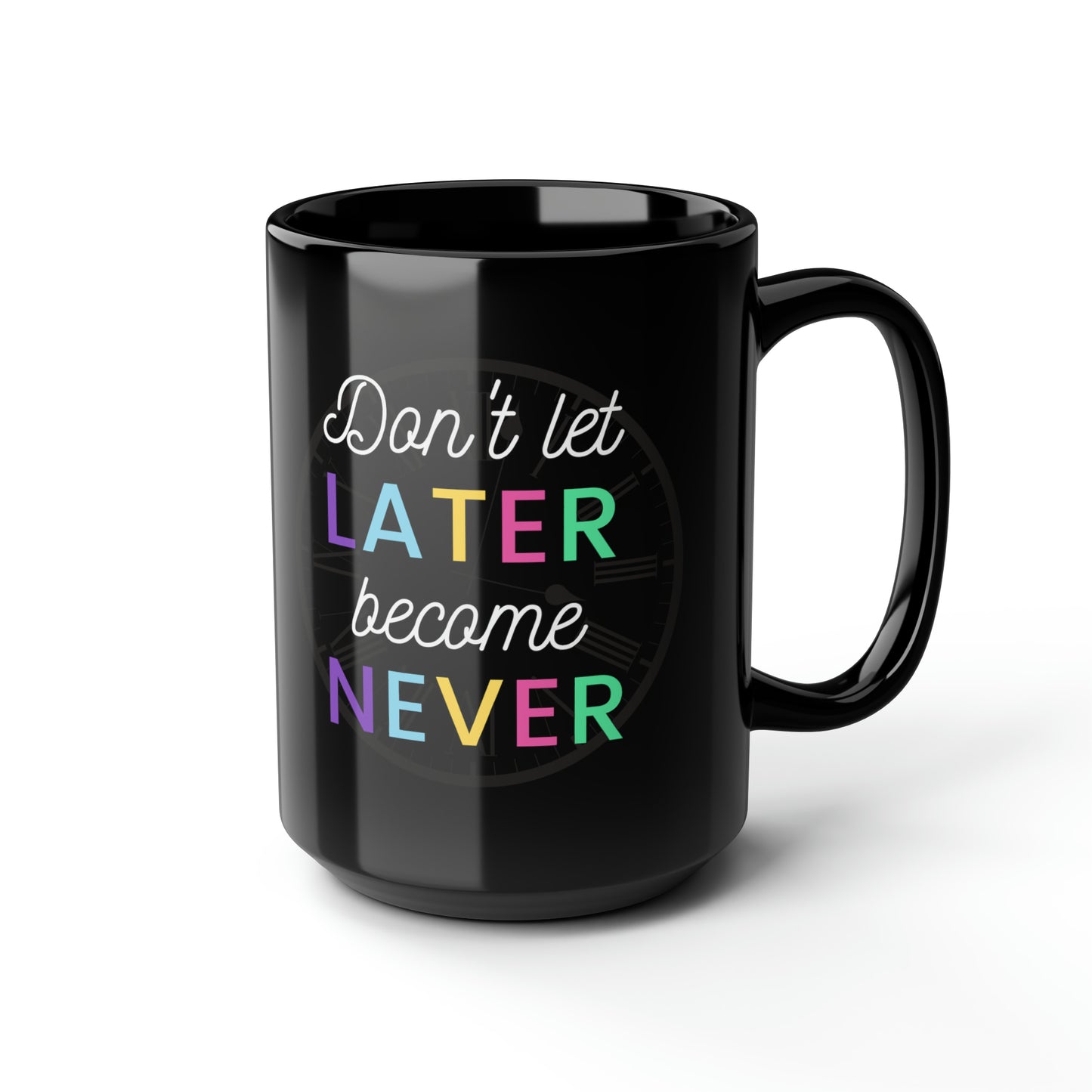 Later BC Never Simple Black Mug, 15oz