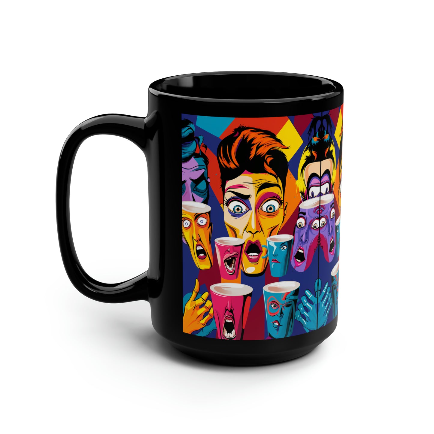 Coffeeee Una taza negra simple, 15 oz