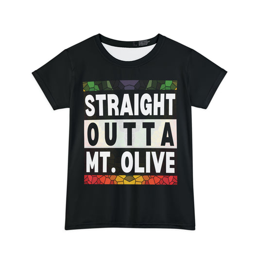 Straight Outta ... Mt Olive A Black Women's Short Sleeve Shirt (AOP)