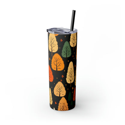 Fall Trees D Skinny Tumbler with Straw, 20oz