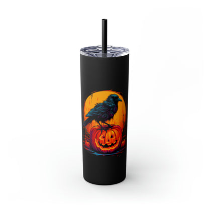 Vaso delgado con pajita Fall Pumpkin Bird B, 20 oz