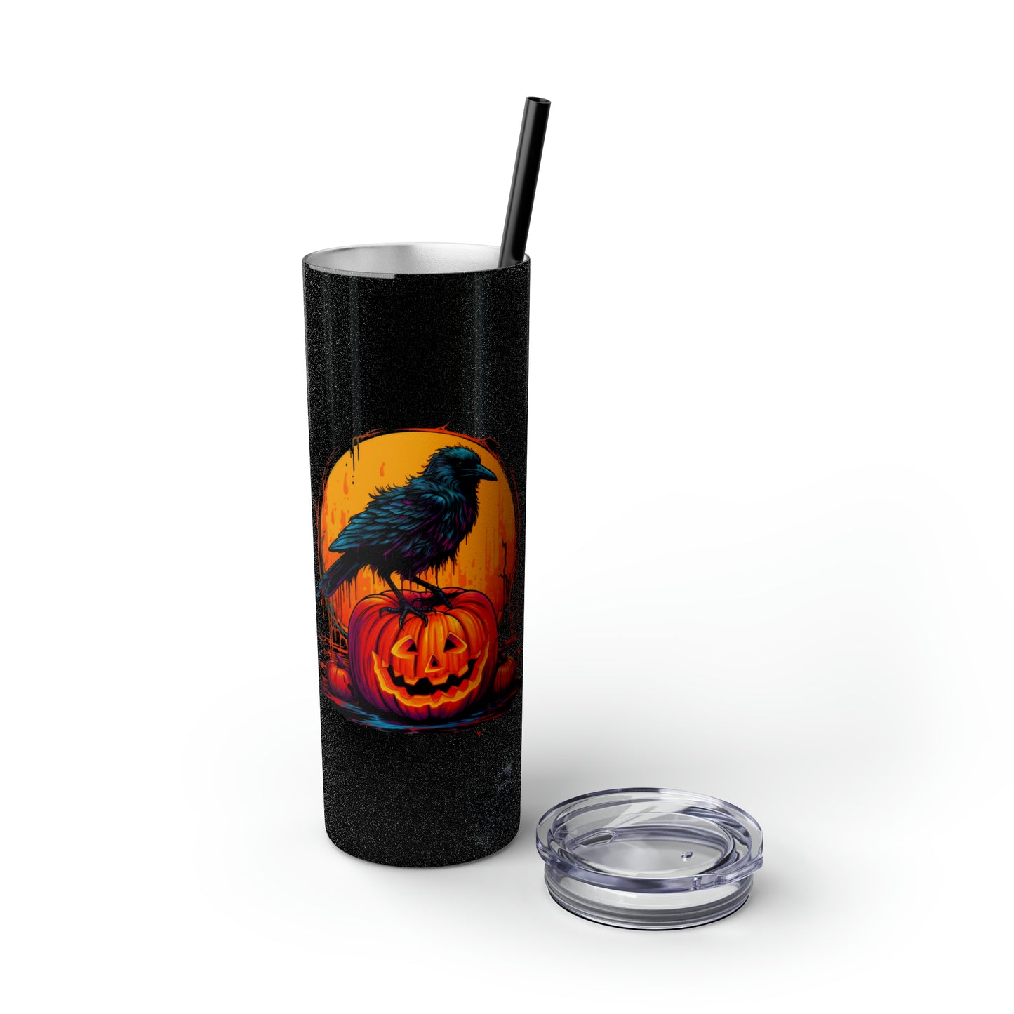 Vaso delgado con pajita Fall Pumpkin Bird B, 20 oz