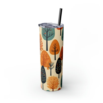 Vaso delgado con pajita Fall Trees B, 20 oz