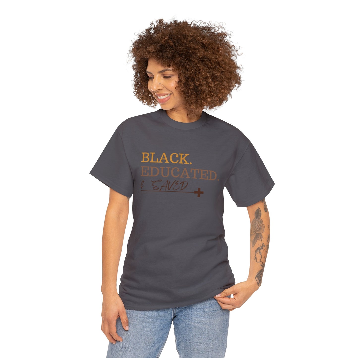 Black Educated and Saved Unisex Heavy Cotton Tee