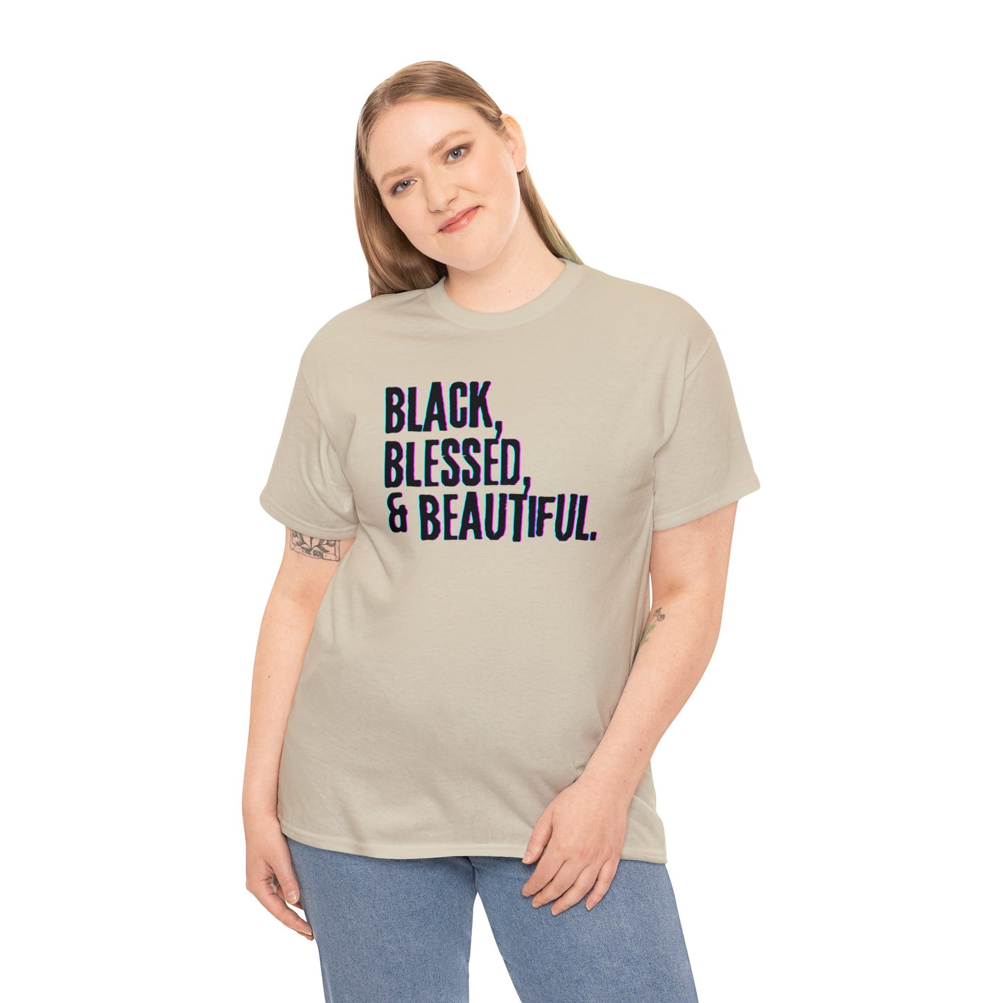 Black Blessed and Beautiful 3 Unisex Heavy Cotton Tee