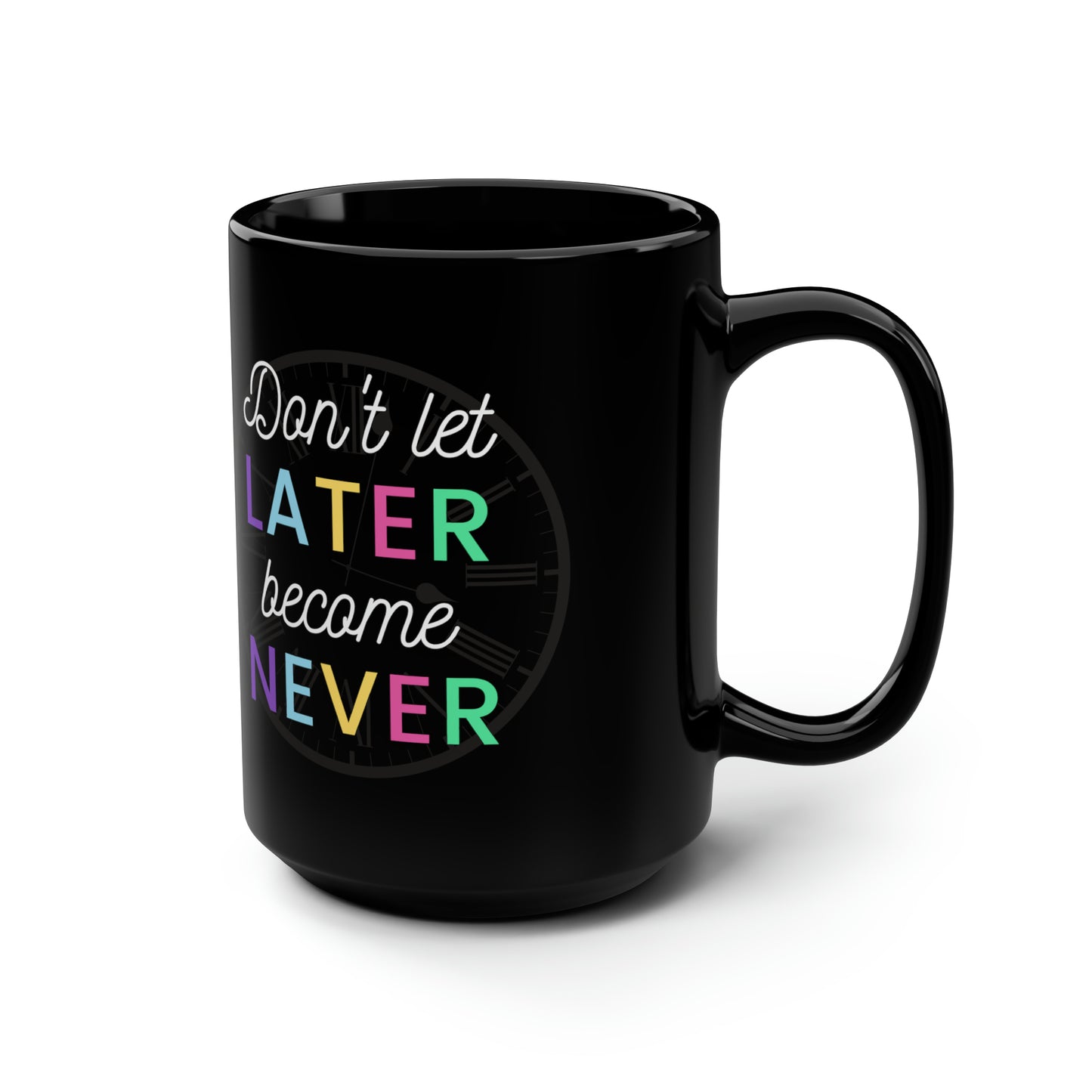 Later BC Never Simple Black Mug, 15oz