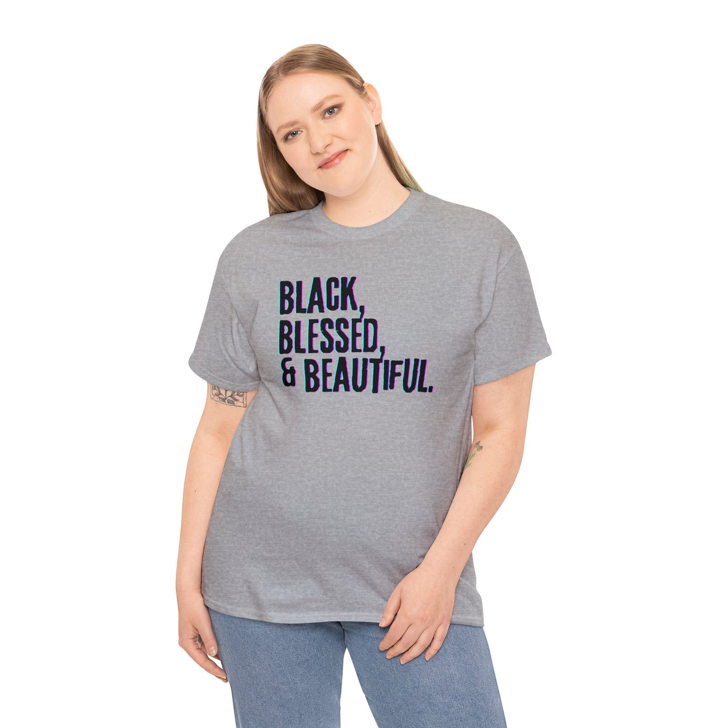 Black Blessed and Beautiful 3 Unisex Heavy Cotton Tee