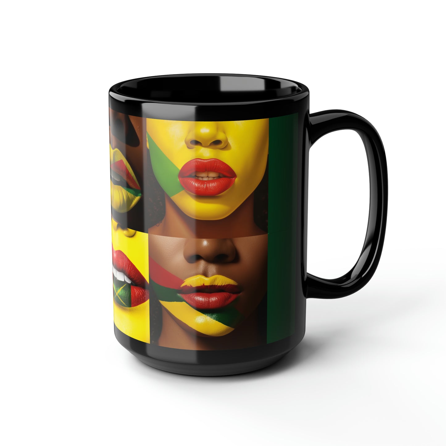 BHE Lips Lips A Simple Black Mug, 15oz