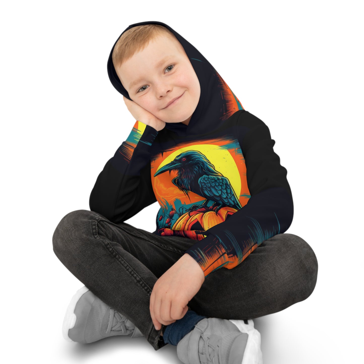 Sudadera con capucha para niños Fall Pumpkin Bird C (AOP)