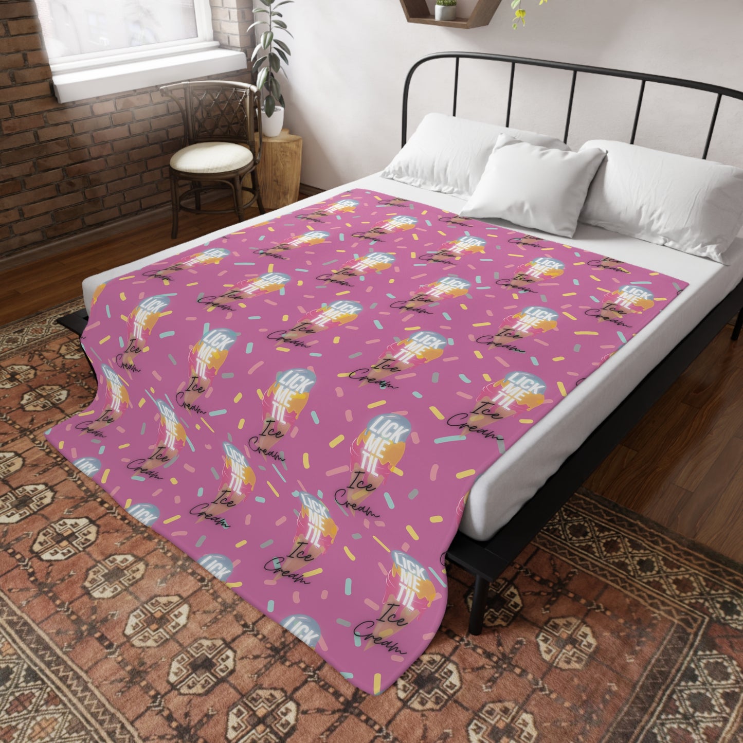 Ice Cream B Plush Fleece Blanket