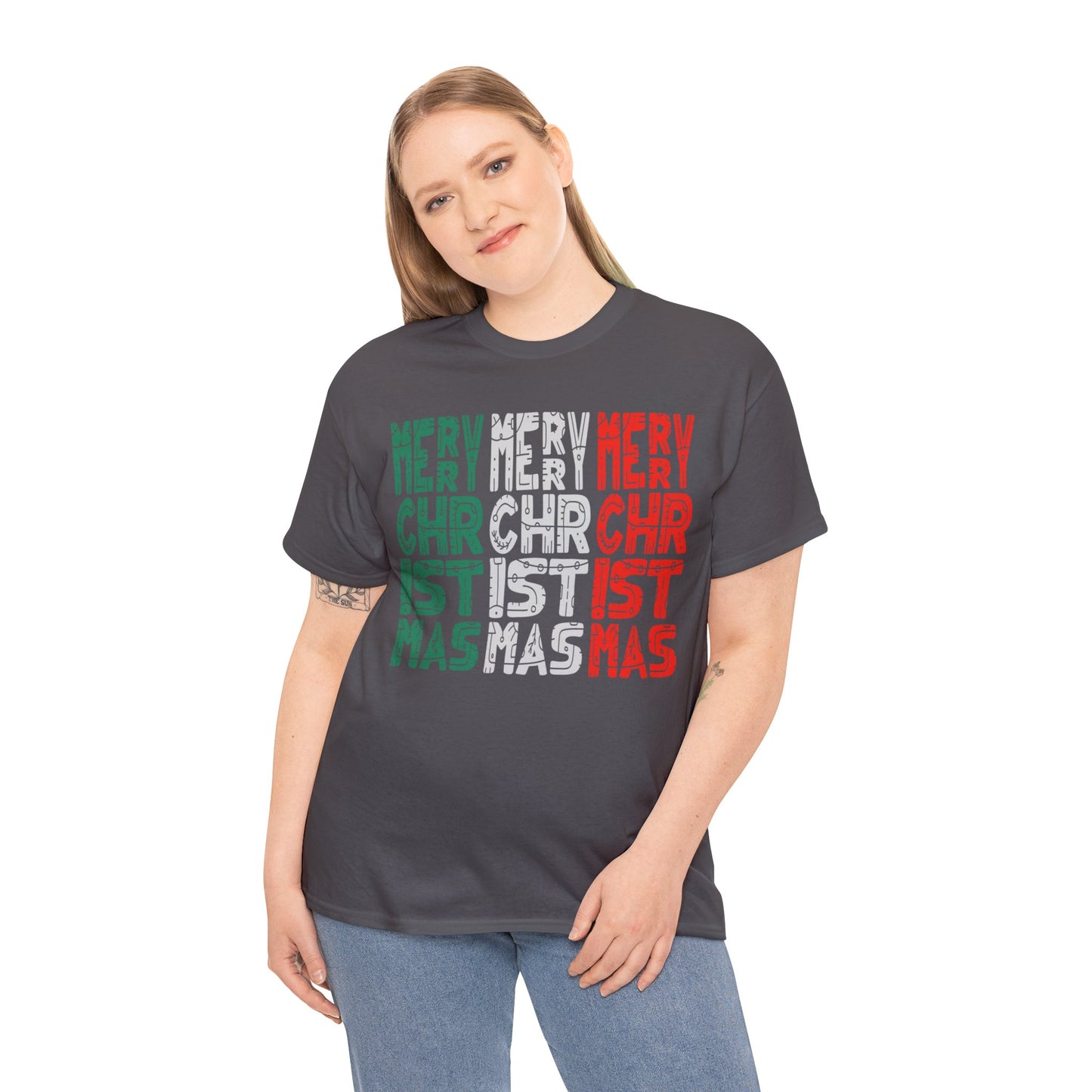 Multiple Merry Christmas Unisex Heavy Cotton Tee