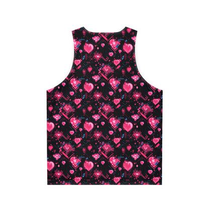 Pink Heart Unisex Tank Top (AOP)