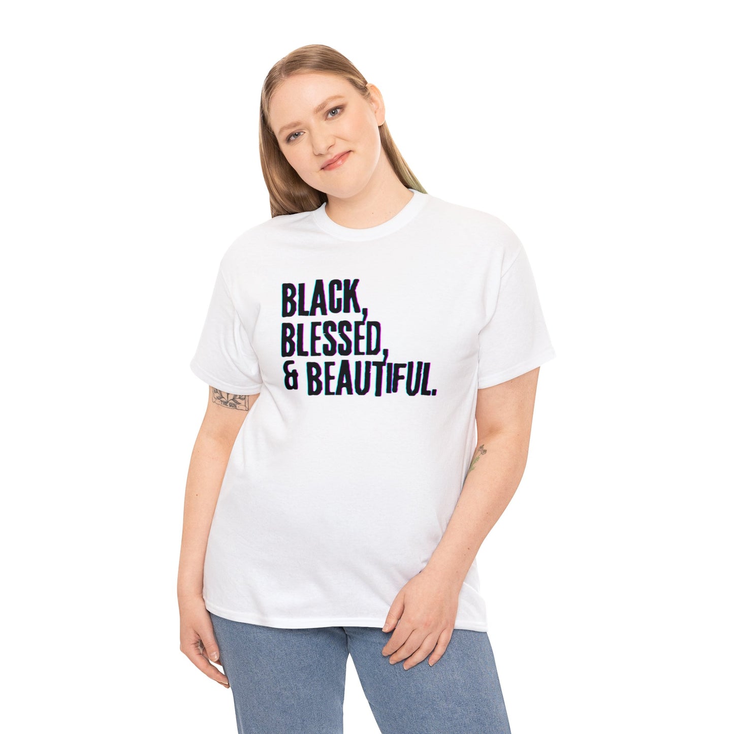 Black Blessed and Beautiful 3 Unisex Heavy Cotton Tee