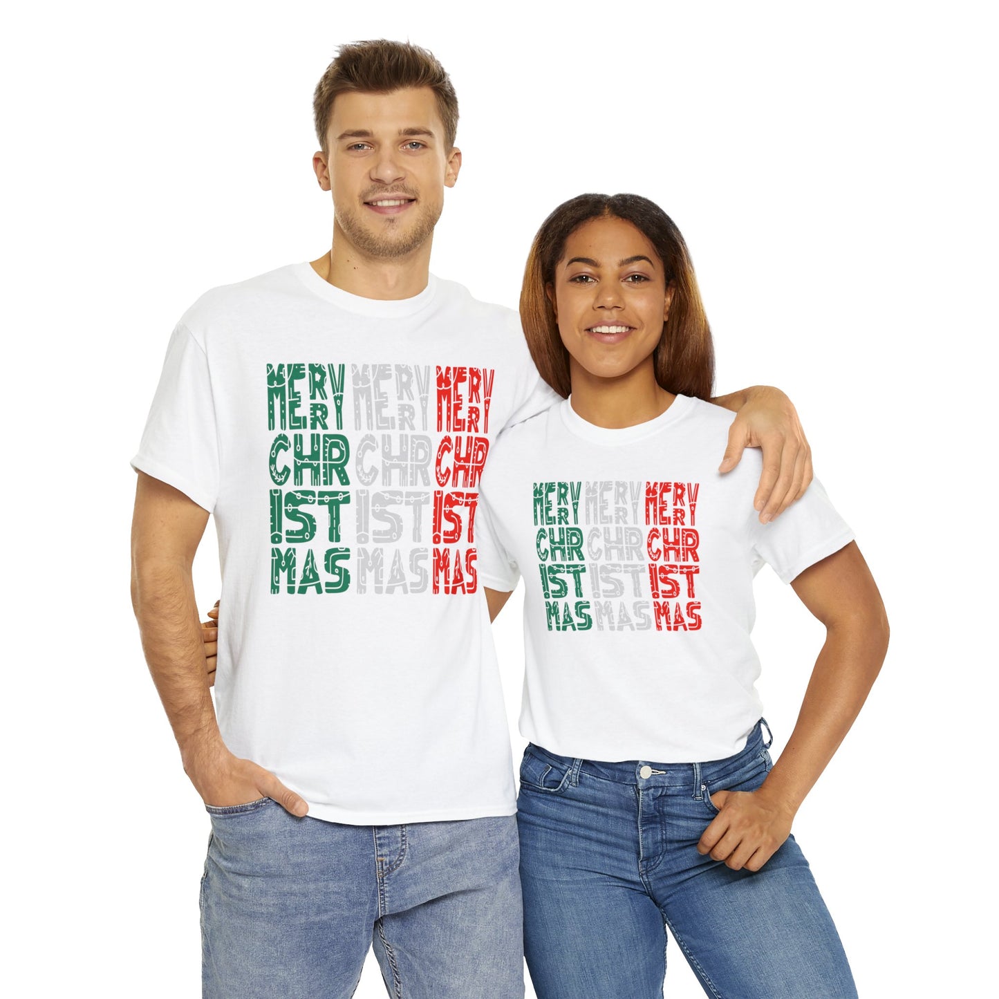 Multiple Merry Christmas Unisex Heavy Cotton Tee