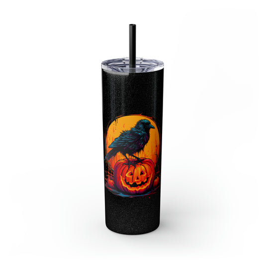 Vaso delgado con pajita Fall Pumpkin Bird B, 20 oz