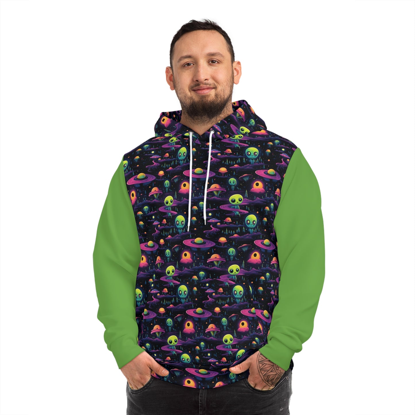 Aliens A Green Fashion Hoodie (AOP)