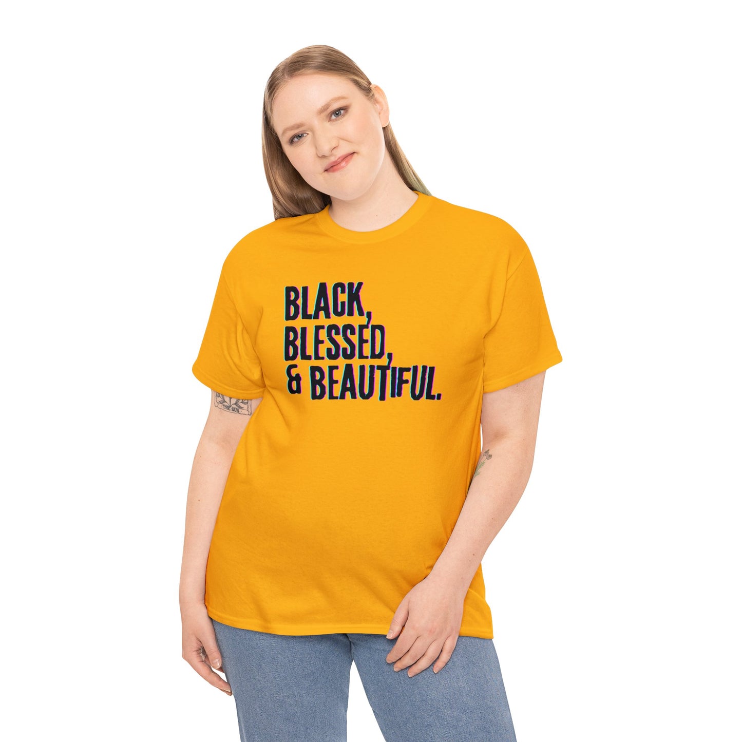 Black Blessed and Beautiful 3 Unisex Heavy Cotton Tee