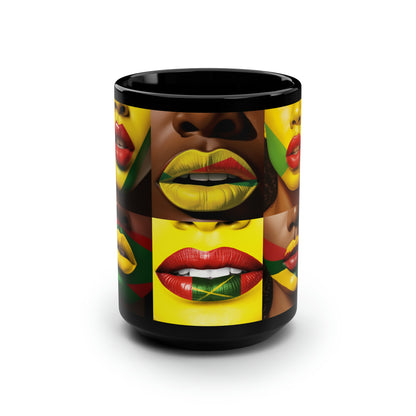 BHE Lips Lips A Simple Black Mug, 15oz