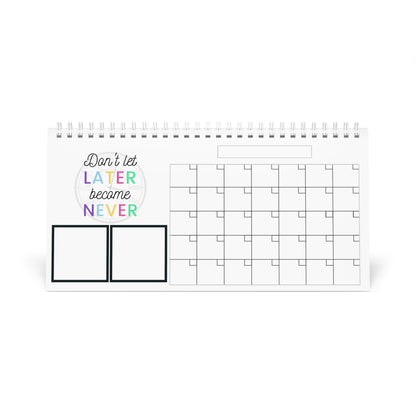 Calendario de escritorio blanco Never BC posterior