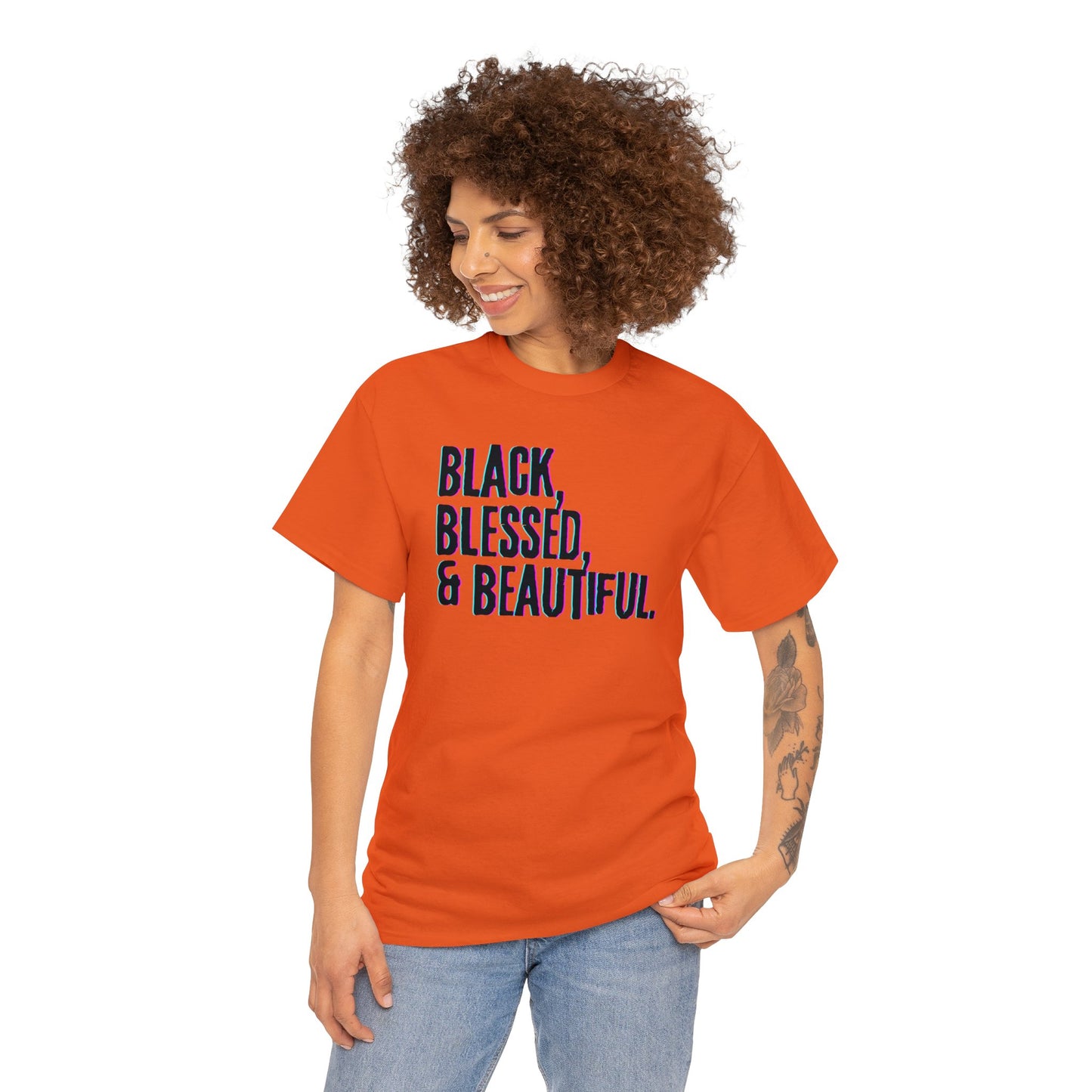 Black Blessed and Beautiful 3 Unisex Heavy Cotton Tee